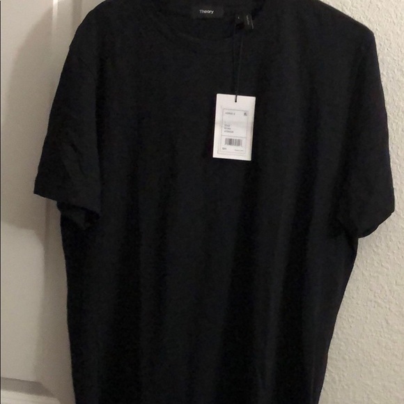 Theory black STRATO  black shirt 100% cotton size large brand new - Picture 2 of 4